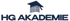 Logo der HG Akademie mit einem Gebäude unter einem Doktorhut und dem Text "HG AKADEMIE".