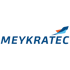 MEYKRATEC Logo mit blauer Schrift und einem stilisierten blauen und orangefarbenen Pfeil.