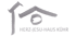 Logo Herz-Jesu-Haus Kühr mit abstraktem Haus-Symbol in Pinselstrich-Optik auf schwarzem Hintergrund.