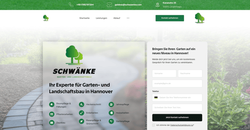 Webdesign-Referenz: Galabau Schwänke – Website für Galabau
