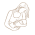 Minimalistische Illustration einer Mutter beim Stillen – Symbol für Nähe, Bindung und achtsame Elternschaft