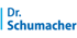Blaues Logo mit vertikalem Strich und dem Text "Dr. Schumacher" auf dunklem Hintergrund.