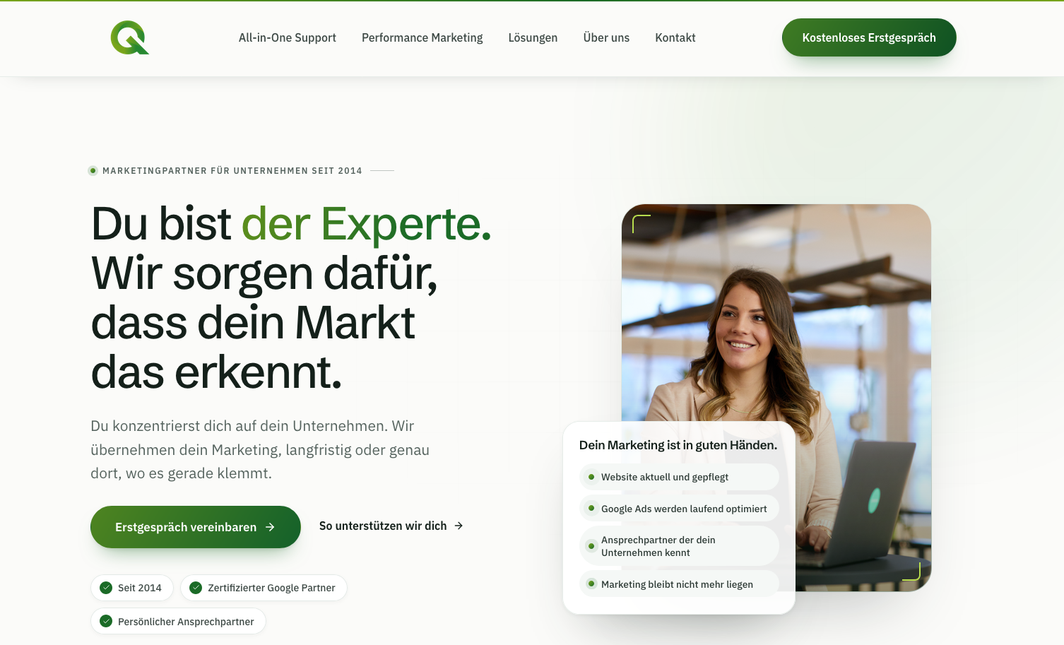 Website von QYOU Marketing auf dem Desktop