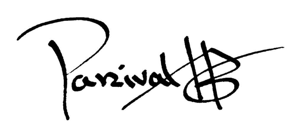 Schwarze Unterschrift mit dem Text "Parzival H".