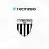 Reanmo Logo über dem Wappen des 1. FC Bocholt mit schwarzen und weißen Streifen.