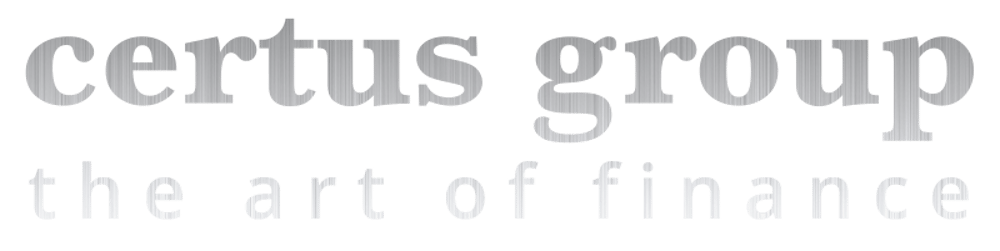 "certus group the art of finance" Text auf grünem Hintergrund.