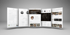 Fünf weiße Webseiten-Layouts sind fächerförmig angeordnet und zeigen verschiedene Design-Elemente.
