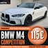 Weißes BMW M4 Competition Cabrio, Schriftzug: "Ab 115€ Tagesmiete. HÜTO-CARS."