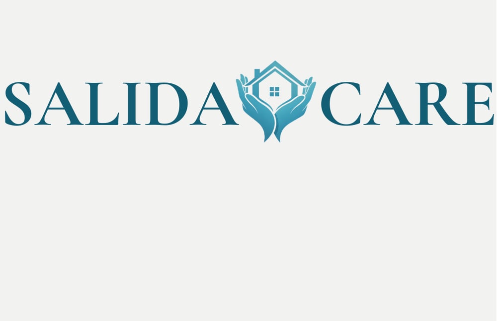Salida Care Logo: Hände halten ein Haus, umgeben von "SALIDA" und "CARE".