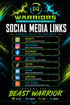 Warriors Motivational social media links for Instagram, Facebook, YouTube, TikTok, Venmo, LinkedIn, and Etsy store.
