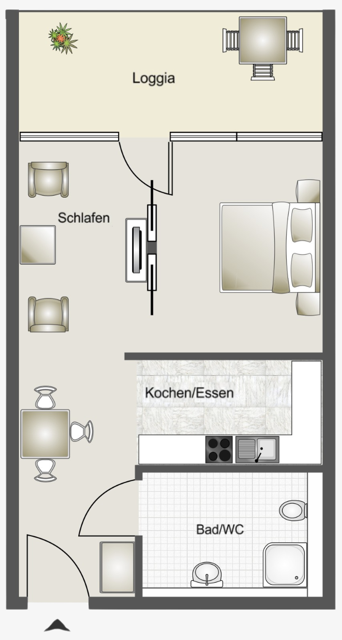 Einzimmer-Wohnung