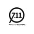 Schwarzes "7.11" Logo in einem Kreis, darunter "FITSEVENELEVEN®" auf weißem Hintergrund.
