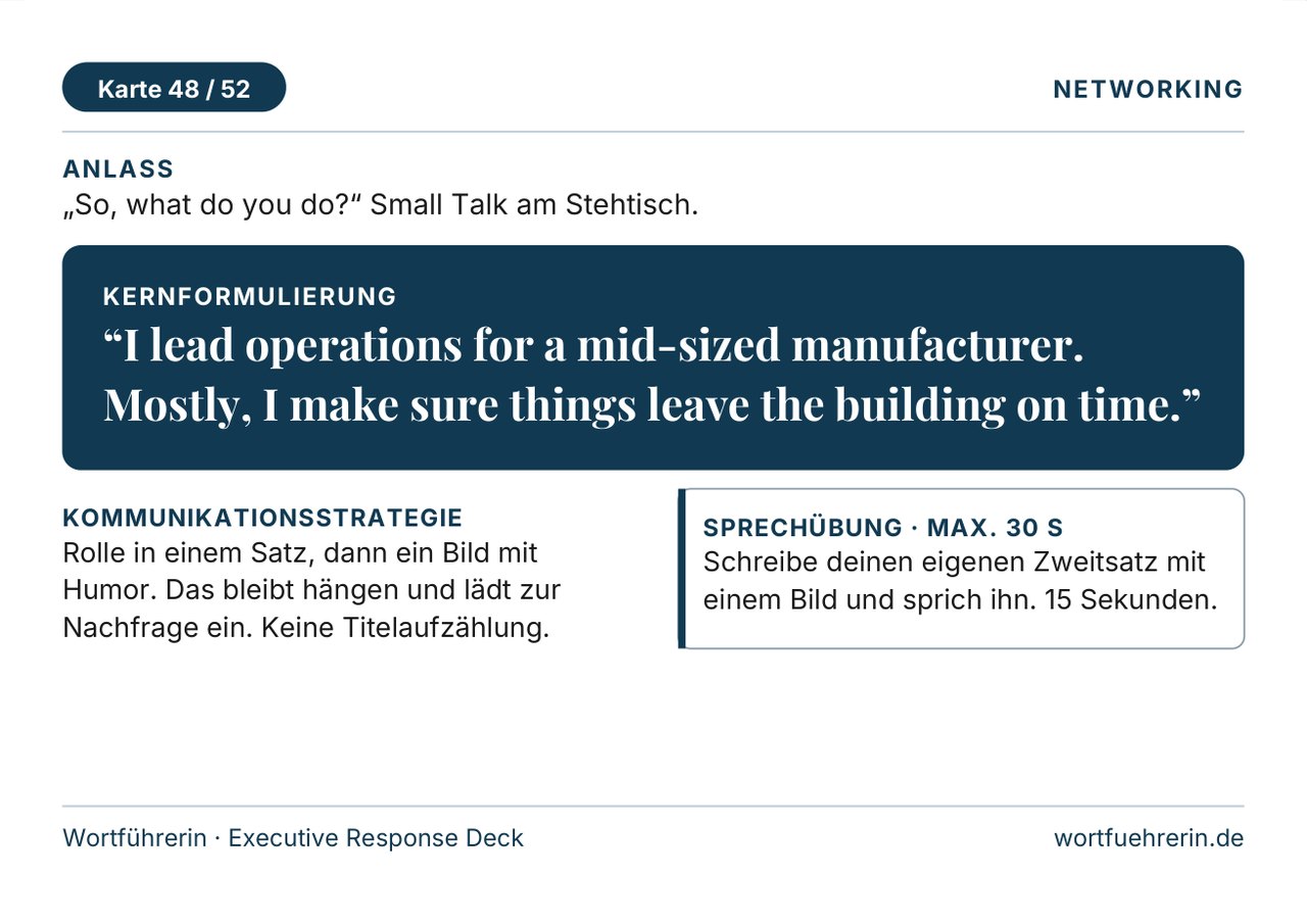Karte 48 von 52 aus dem Executive Response Deck, Kategorie Networking, Premium-Version