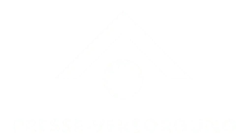 Logo von Presse-Versorgung: Weißes Dreieck über Kreis auf grünem Hintergrund.