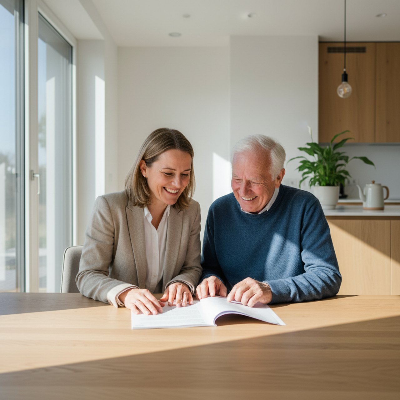 Betreuerin und Klientin im Gespräch zu Hause