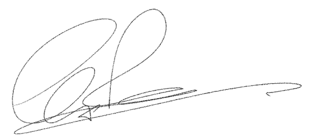 Eine schwarze Unterschrift auf weißem Hintergrund.