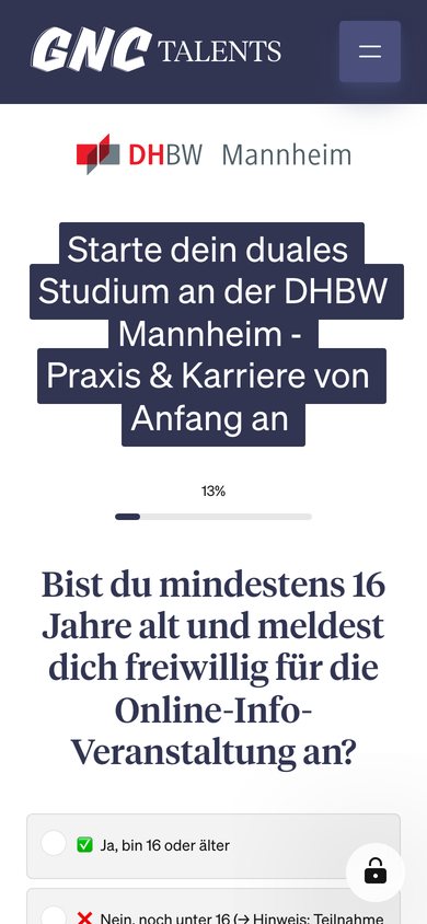 Anmeldestrecke der DHBW Mannheim