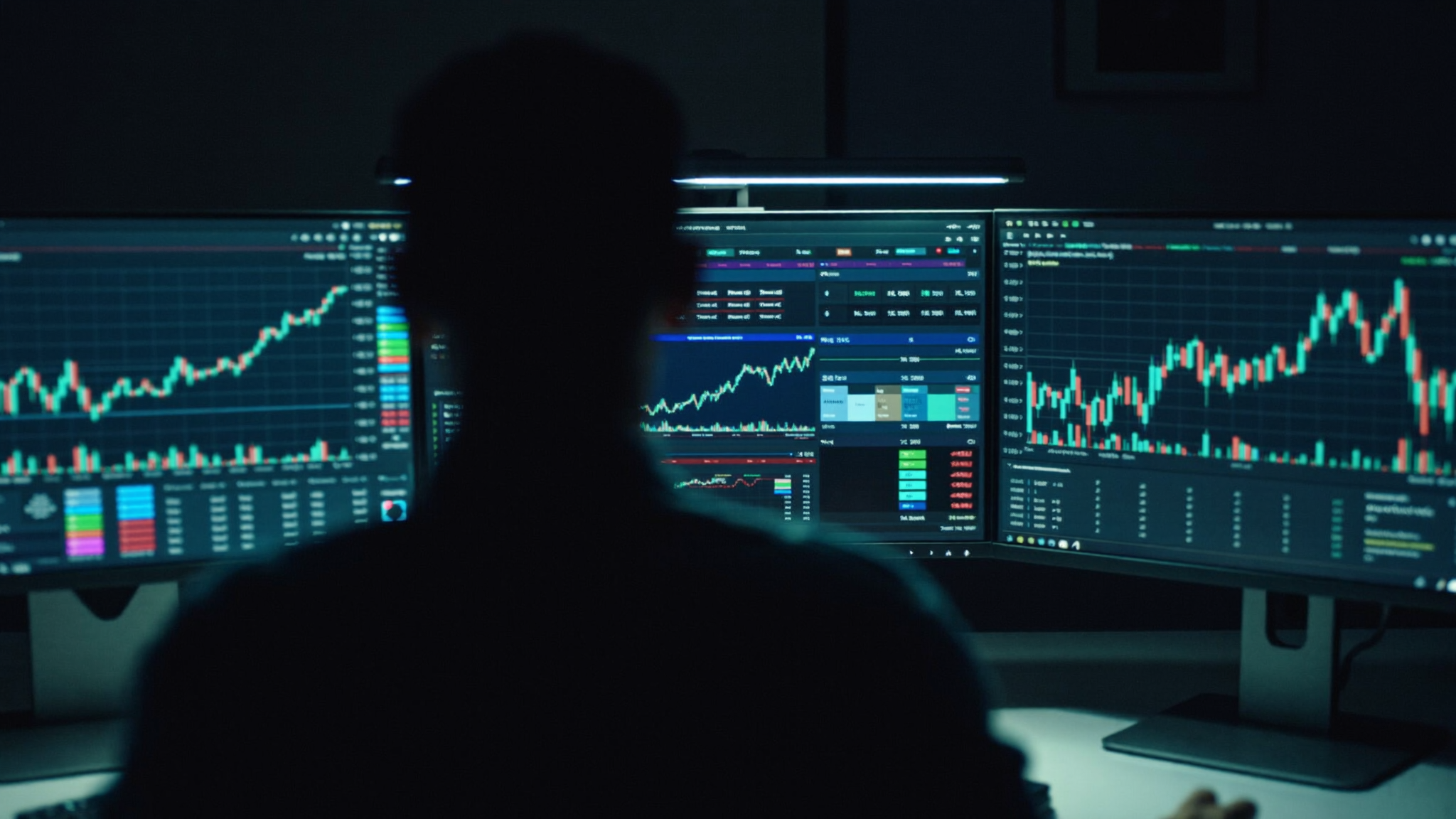 Trader bei der Arbeit am Multi Monitor Setup