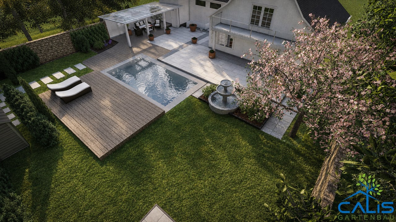 Gartenplanung von Calis Gartenbau als Grundlage der 3D-Visualisierung