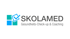 Skolamed Logo mit Häkchen über vier Quadraten und Text "Gesundheits-Check-up & Coaching".