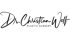 Dr. Christian Wolff Plastic Surgery Logo in Schwarz auf dunkelgrünem Hintergrund.