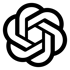 OpenAI ChatGPT logo: a black, stylized, multi-looped knot resembling a flower or brain on a dark green background.