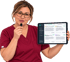 Pflegefachkraft zeigt den SIS Maßnahmeplan auf einem Tablet