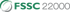 Logo mit FSSC 22000 Schriftzug, wobei FSSC grün und 22000 grau ist, daneben ein grauer und grüner Wirbel.