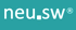 neu.sw Logo in Weiß auf türkisfarbenem Hintergrund mit Registrierungszeichen.