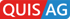 Logo mit weißem Text "QUIS AG" auf rotem und blauem Hintergrund.