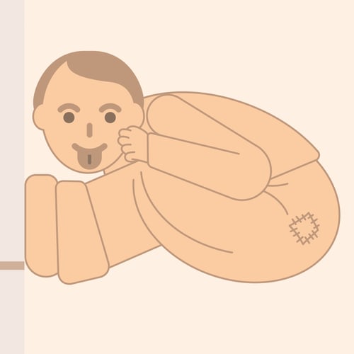 Illustration des Bröckemännche, das seinen nackten Hintern zeigt