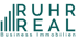 RUHR REAL Business Immobilien Logo mit aufsteigenden Balken links neben "RUHR"