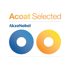 Acoat Selected AkzoNobel Logo auf schwarzem Hintergrund mit zwei weißen Ringen.