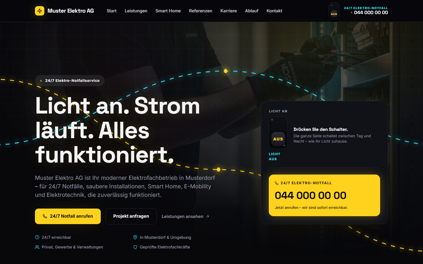 Demo-Website Elektrobetrieb