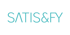 SATIS&FY Logo in Türkis auf dunkelgrünem Hintergrund.