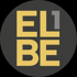Logo mit den Buchstaben "EL1BE" in Gold und Grau auf schwarzem Kreis.