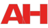 Roter Text "AH" mit grauem Rand auf grünem Hintergrund.