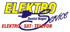 Logo "ELEKTRO Service" mit Stecker und Kabel, Text "Elektro – Sat – Telekom".