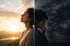 Symbolisches Bild einer Frau zwischen innerer Ruhe und emotionaler Anspannung als Darstellung von Loslassen und Nervensystemstress