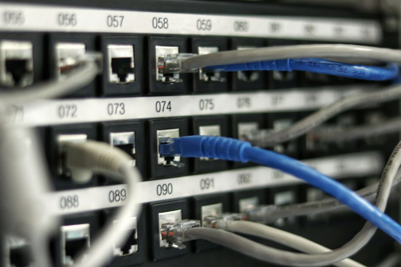 Patchpanel mit Netzwerkkabeln im Netzwerkschrank – Netzwerktechnik in Lüneburg