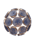 Eine Kugel aus vernetzten, blauen Glas-Icons mit Profil-Silhouetten in goldenen Rahmen auf schwarzem Hintergrund.