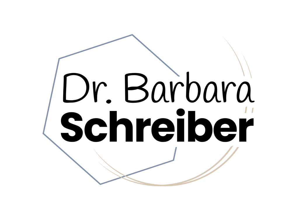 Logo: Gehirn, Herz und Stethoskop, Text "Dr. Barbara Schreiber"