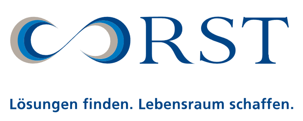 Logo der CORST mit Unendlichkeitssymbol und dem Slogan: Lösungen finden. Lebensraum schaffen.