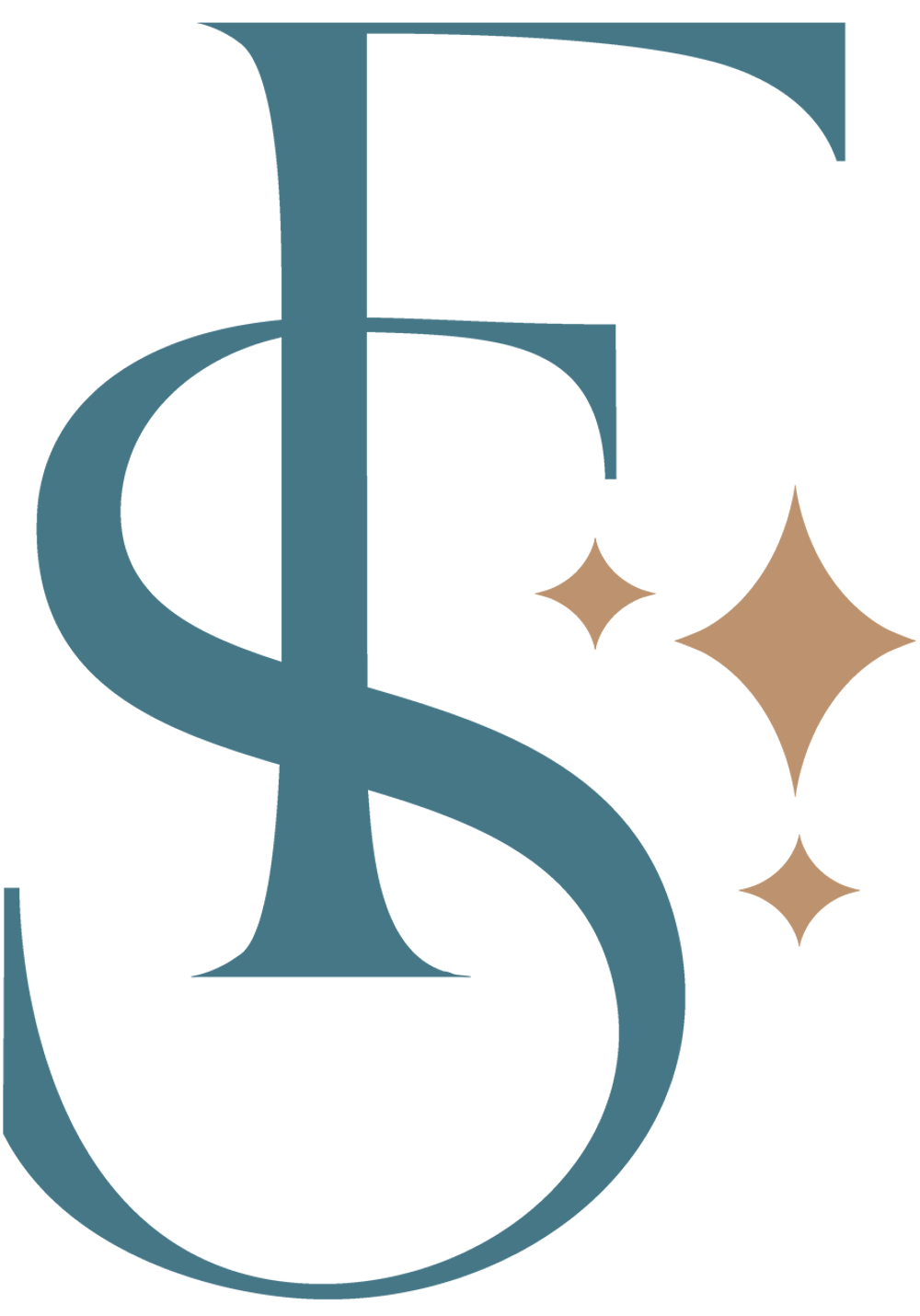 Blaues Logo, das die Buchstaben "F" und "S" mit zwei braunen Sternen überlappt.