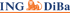 ING DiBa Logo mit einem orangefarbenen Löwen zwischen „ING“ und „DiBa“.