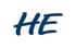 Dunkelblaue, kursive Großbuchstaben "HE" auf weißem Hintergrund.