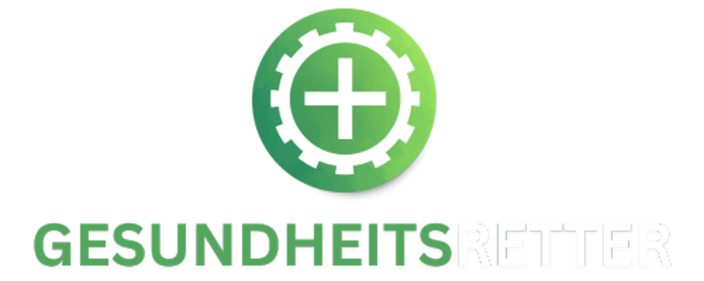 Grünes Zahnradsymbol mit weißem Pluszeichen und dem Text „GESUNDHEITSRETTER“.