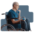 Elderly man in a wheelchair exercising to maintain strength with multiple sclerosis.