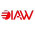 Rotes IAW Logo auf dunkelgrünem Hintergrund.