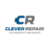 Logo von Clever Repair KFZ Werkstatt und Service mit den Initialen CR in Blau und Grau auf schwarzem Hintergrund.